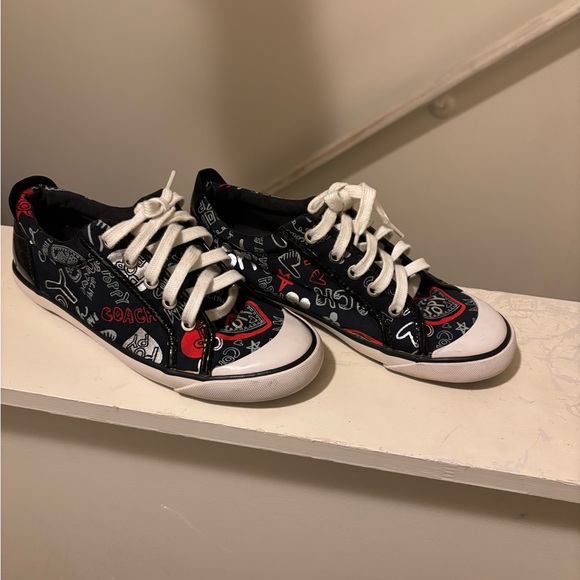 Coach Shoes - Coach Black and Red Patterned Sneakers